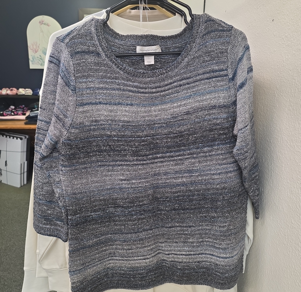 croft & barrow Blue and Gray Marled Crewneck Sweater
